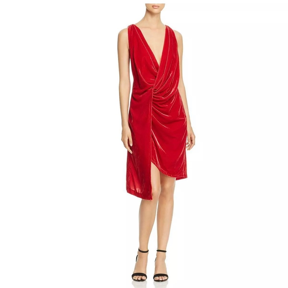 925 Kenneth Cole red velvet faux wrap dress - Picture 1 of 5